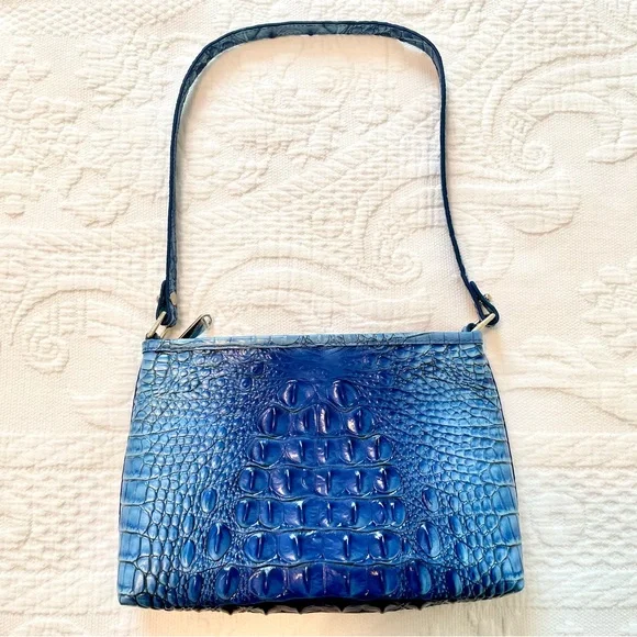 Brahmin Blue Croc-Embossed Shoulder Bag - Picture 3 of 3